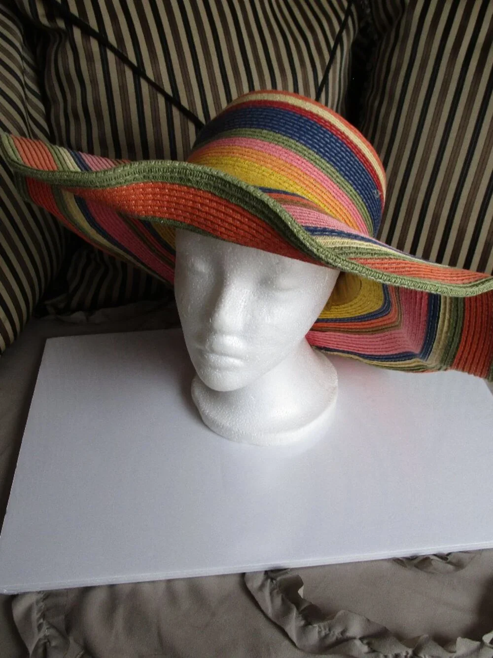 designer colorful wide brim woven sun hat